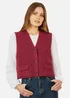Yumi Burgundy Knitted Pullover Waistcoat - S Image 1