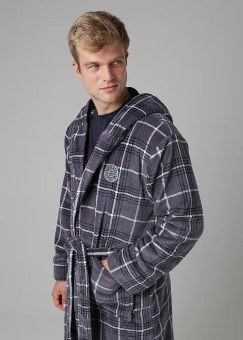 Tokyo Laundry Grey Check Print Dressing Gown - Extra Large Image 4