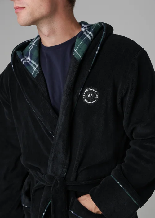 Tokyo Laundry Black Plush Dressing Gown - Medium Image 3