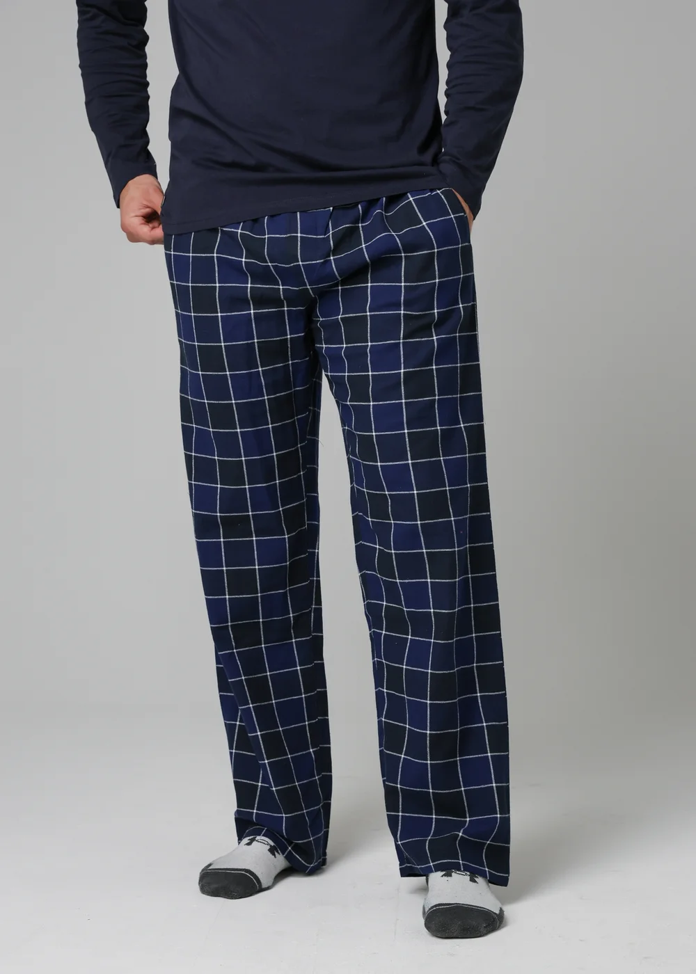 Tokyo Laundry Blue Cotton Checked Pyjama Trousers - Medium Image 1