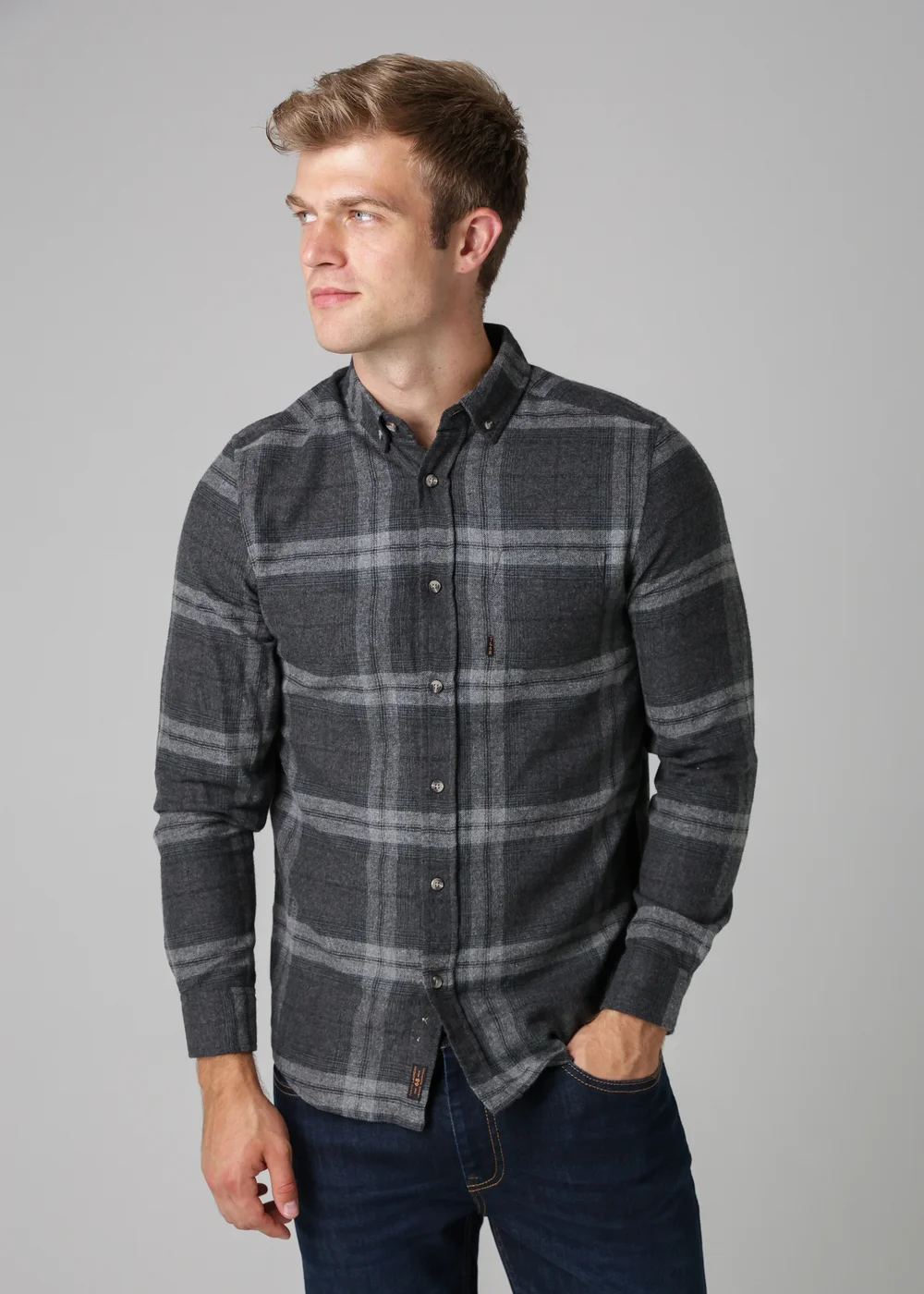 Tokyo Laundry Charcoal Cotton Printed Long Sleeve Shirt - Large Image 1