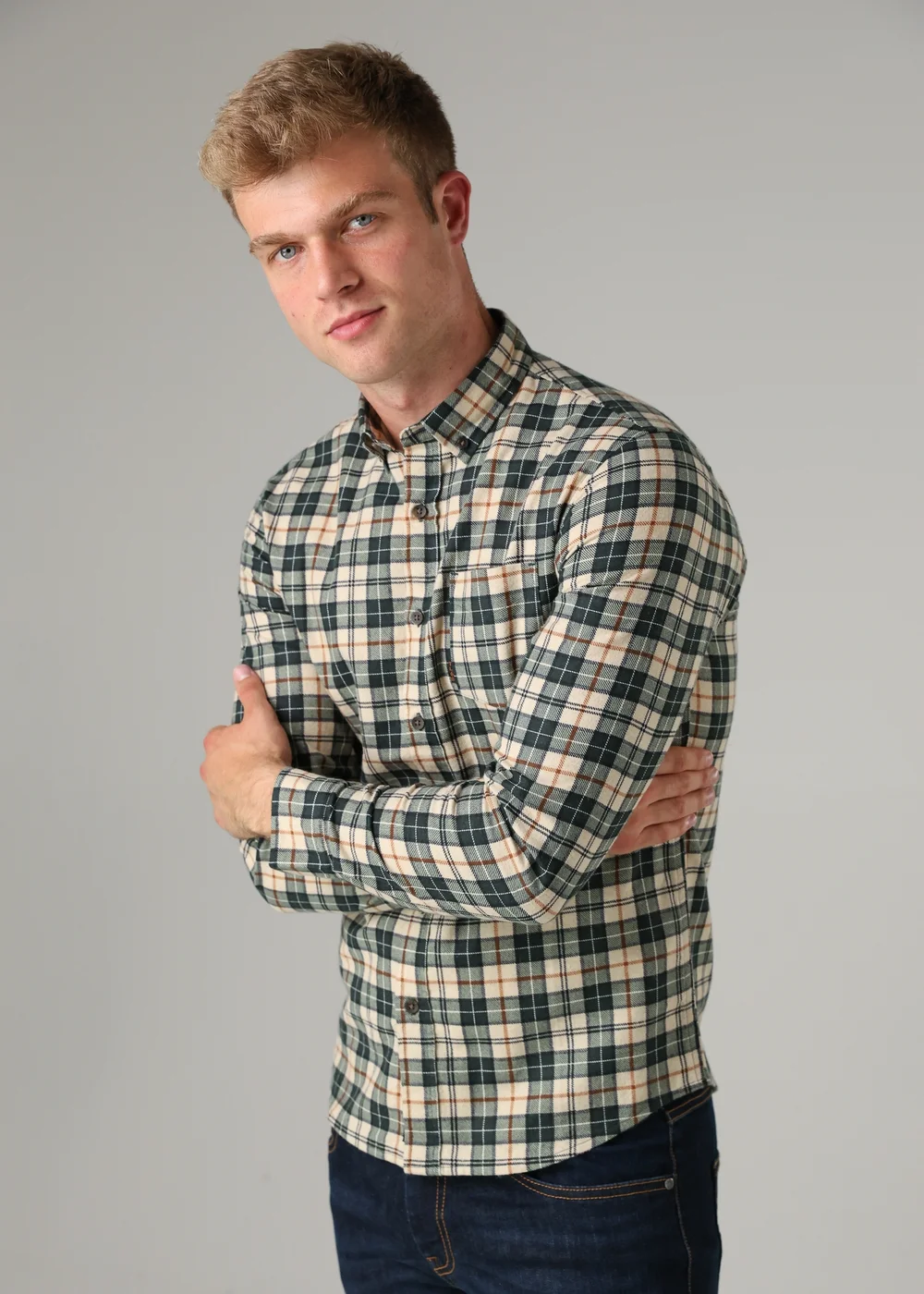 Tokyo Laundry Dark Green Cotton Printed Long Sleeve Shirt - Large Image 1