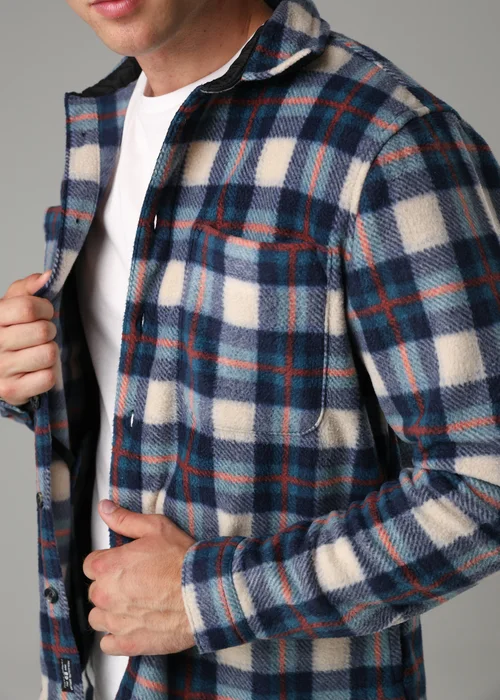 Tokyo Laundry Blue Checked Yarn-Dyed Fleece Shirt - Large Image 3