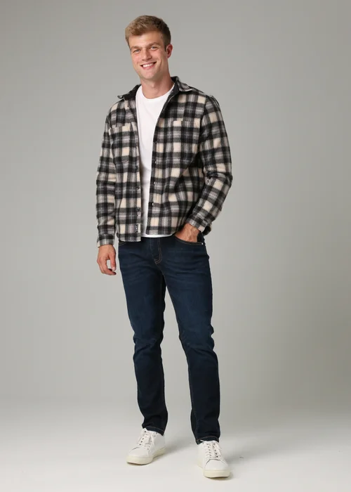 Tokyo Laundry Grey Checked Yarn-Dyed Fleece Shirt - Large Image 4