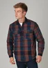 Tokyo Laundry Navy Cotton Checked Long Sleeve Shirt with Sherpa Lining - Large Image 1