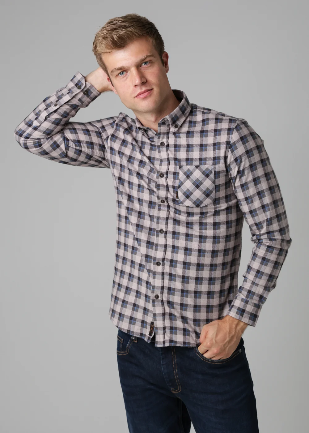 Tokyo Laundry Grey Cotton Printed Long Sleeve Shirt - Extra Large Image 1