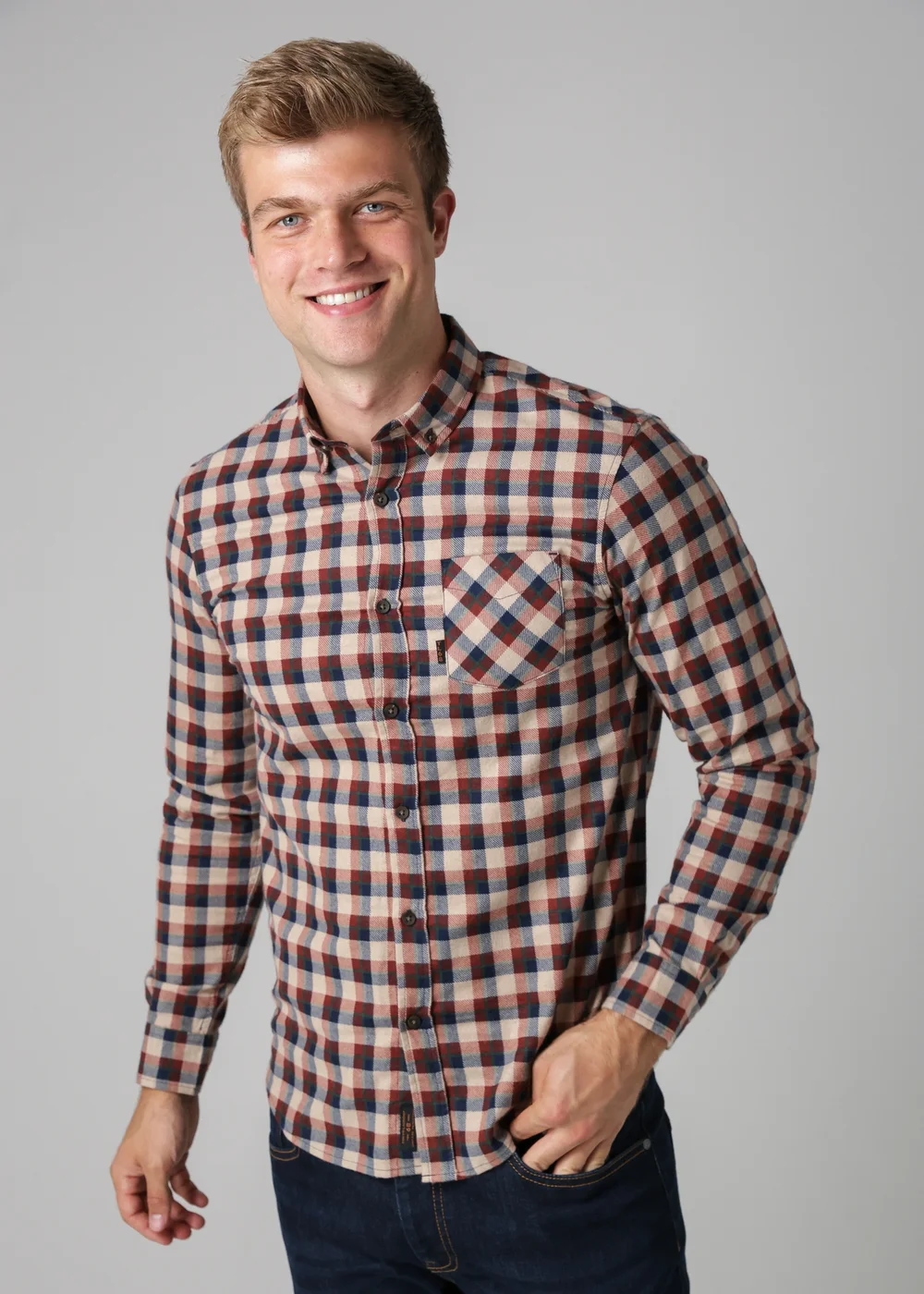 Tokyo Laundry Burgundy Cotton Printed Long Sleeve Shirt - Large Image 1