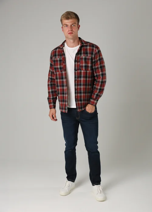 Tokyo Laundry Burgundy Checked Padded Shirt with Sherpa Lining - L Image 4