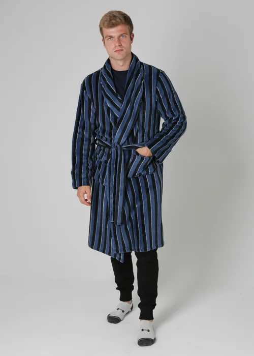 Tokyo Laundry Navy Plush Dressing Gown - Large Image 1