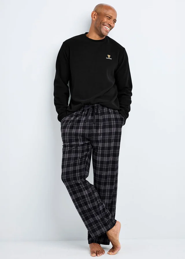 Cotton Traders Black Guinness Rugby Fleece Pyjama Set