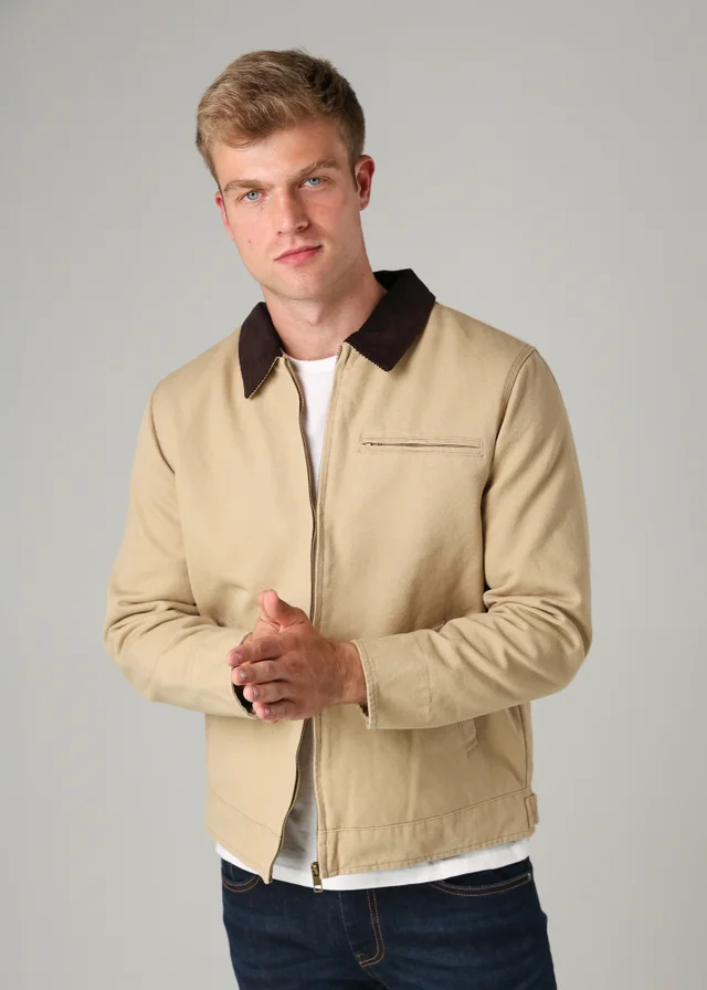 Tokyo Laundry Stone Cotton Canvas Chore Jacket with Zip