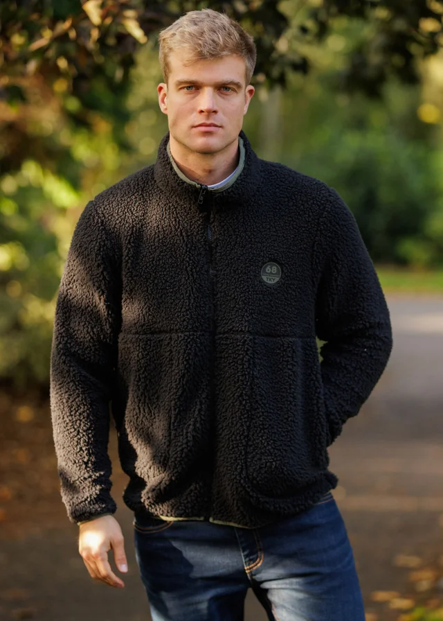 Tokyo Laundry Black Funnel Neck Sherpa Zip-Through Fleece