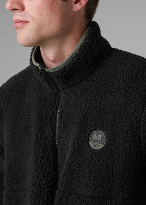 Tokyo Laundry Black Funnel Neck Sherpa Zip-Through Fleece - L Image 4