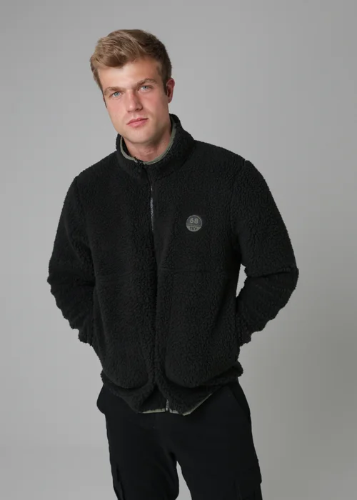 Tokyo Laundry Black Funnel Neck Sherpa Zip-Through Fleece - L Image 2