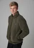Tokyo Laundry Khaki Funnel Neck Sherpa Zip-Through Fleece - M Image 1