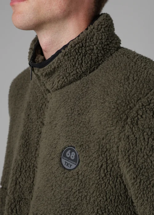 Tokyo Laundry Khaki Funnel Neck Sherpa Zip-Through Fleece - M Image 3