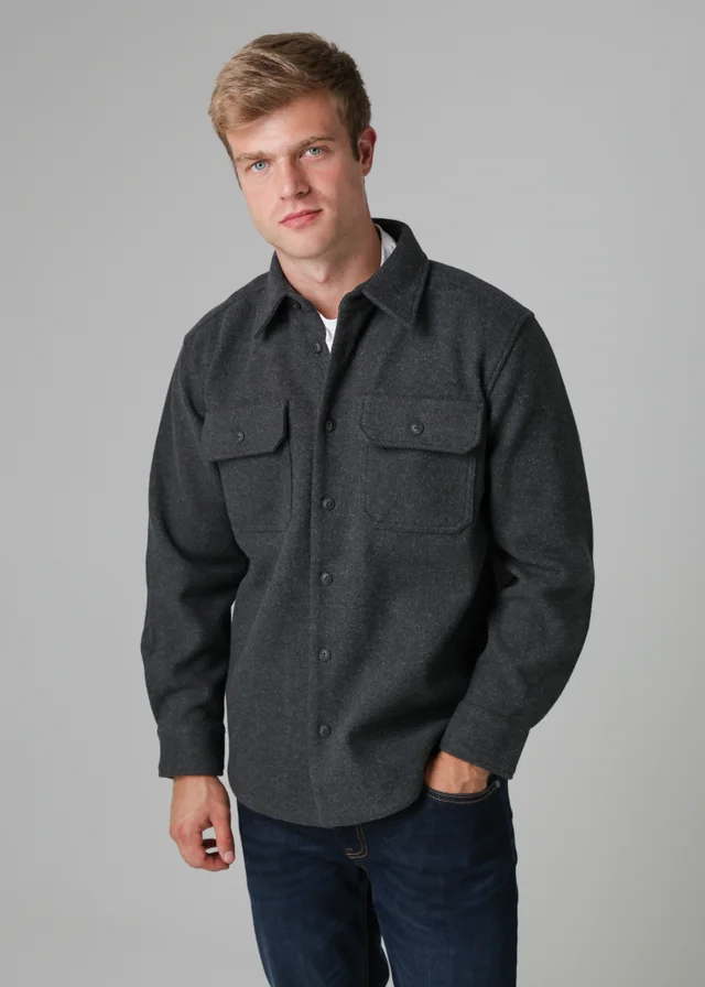 Tokyo Laundry Charcoal Brushed Back Fleece Long Sleeve Shirt