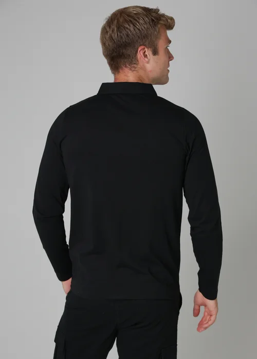 Tokyo Laundry Black Long Sleeve Cotton Polo Shirt - Large Image 2