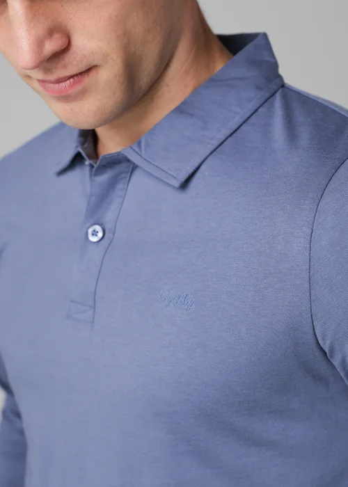 Tokyo Laundry Navy Long Sleeve Cotton Polo Shirt - Extra Large Image 3