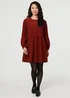 Izabel London Rust Relaxed Long Sleeve Short Smock Dress - 14 Image 4