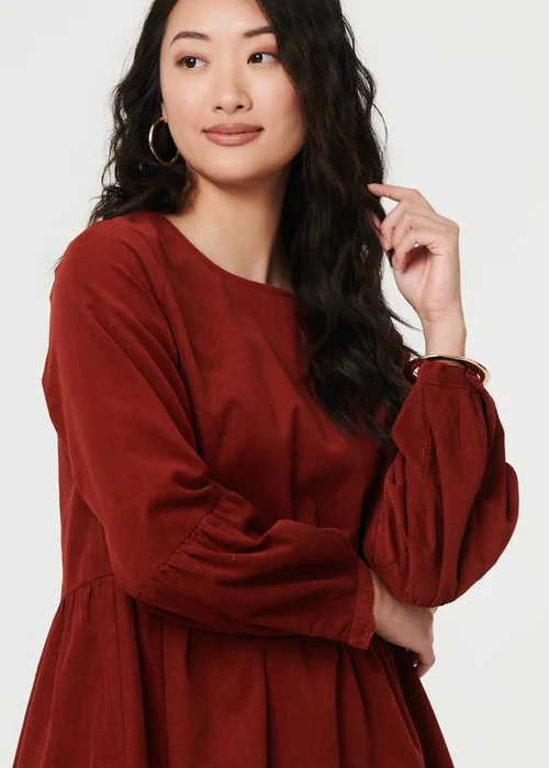 Izabel London Rust Relaxed Long Sleeve Short Smock Dress - 14 Image 3