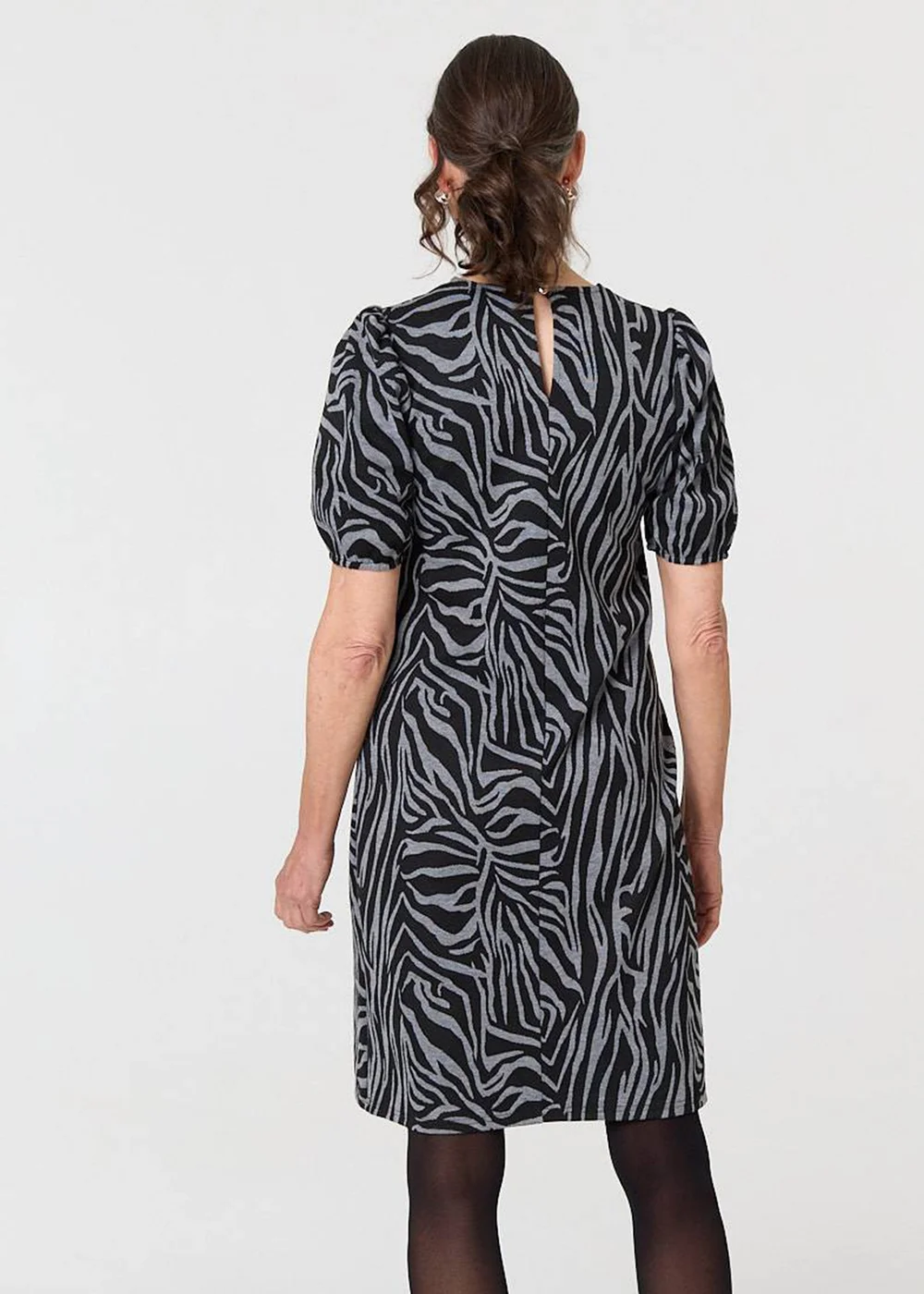 Izabel London Grey Animal Print Knee Length Shift Dress - 10 Image 2