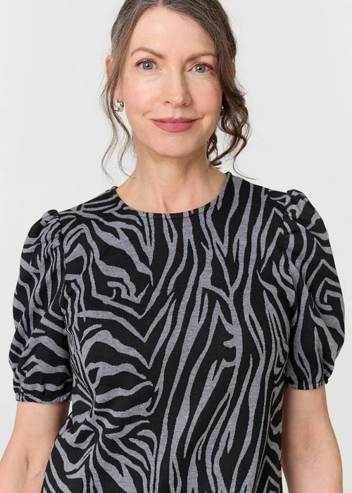 Izabel London Grey Animal Print Knee Length Shift Dress - 10 Image 3