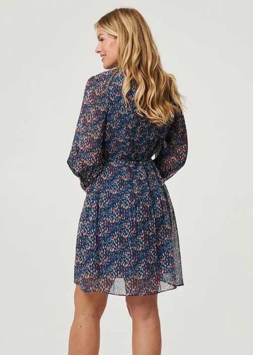 Izabel London Teal Printed Collared Short Tie Waist Dress - 14 Image 2