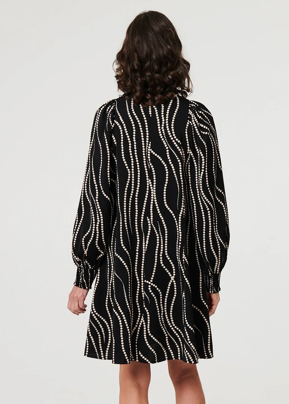 Izabel London Black Printed Long Sleeve Shirt Short Dress - 8 Image 2