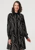 Izabel London Black Printed Long Sleeve Shirt Short Dress - 8 Image 4