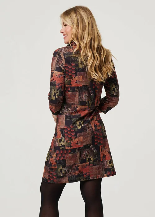 Izabel London Brown Printed 3/4 Sleeve Collared Short Dress - 16 Image 2