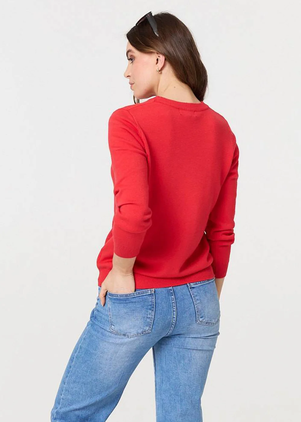 Izabel London Red Textured Soft Knit Long Sleeve Jumper - 8 Image 2