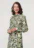 Izabel London Green Printed Long Sleeve Shirt Midi Dress - 14 Image 4