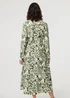 Izabel London Green Printed Long Sleeve Shirt Midi Dress - 14 Image 2
