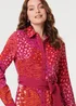 Izabel London Pink Printed Long Sleeve Collared Midi Dress - 8 Image 3