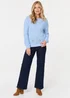 Izabel London Light Blue Textured Knit Relaxed Long Sleeve Jumper - S/M Image 4