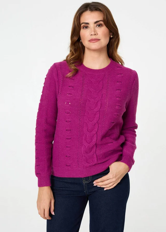 Izabel London Orchid Textured Long Sleeve Knitted Jumper
