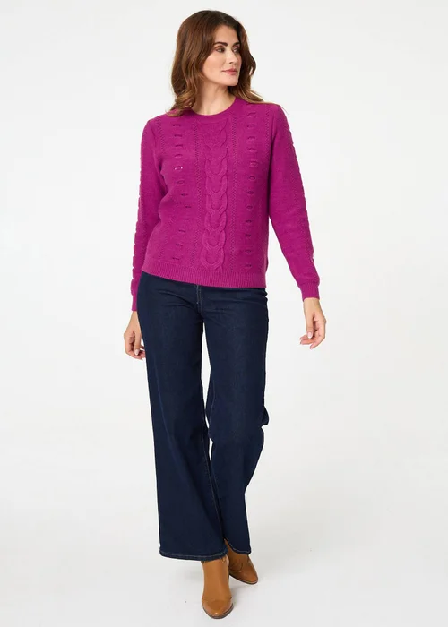 Izabel London Orchid Textured Long Sleeve Knitted Jumper - M/L Image 4