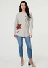Izabel London Grey Leaf Print Batwing Sleeve Relaxed Top - S/M Image 4