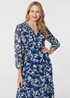 Izabel London Navy Leaf Print Sheer Layer Empire Maxi Dress - 8 Image 4