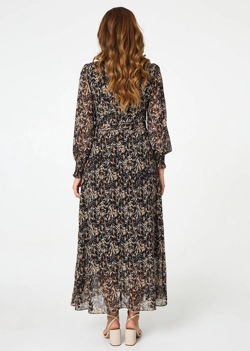 Izabel London Black Printed Long Sleeve Layered Maxi Dress - 18 Image 2