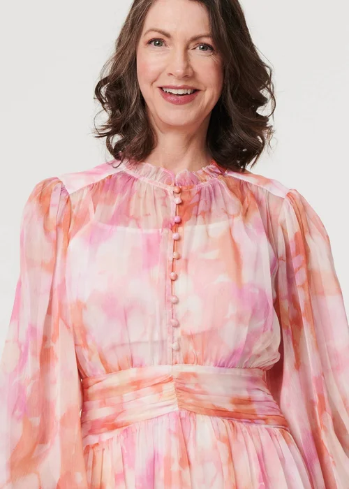 Izabel London Pink High Neck Semi Sheer Short Dress - 10 Image 3