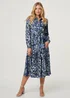 Izabel London Navy Floral Tie Waist Tiered Midi Dress - 14 Image 1