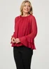 Izabel London Red Semi Sheer Long Sleeve Ruffled Blouse - 12 Image 1