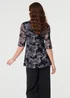 Izabel London Black Floral Relaxed Semi Sheer Peplum Blouse - 10 Image 2