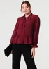 Izabel London Burgundy Textured Semi Sheer Frilled Blouse - 12 Image 1