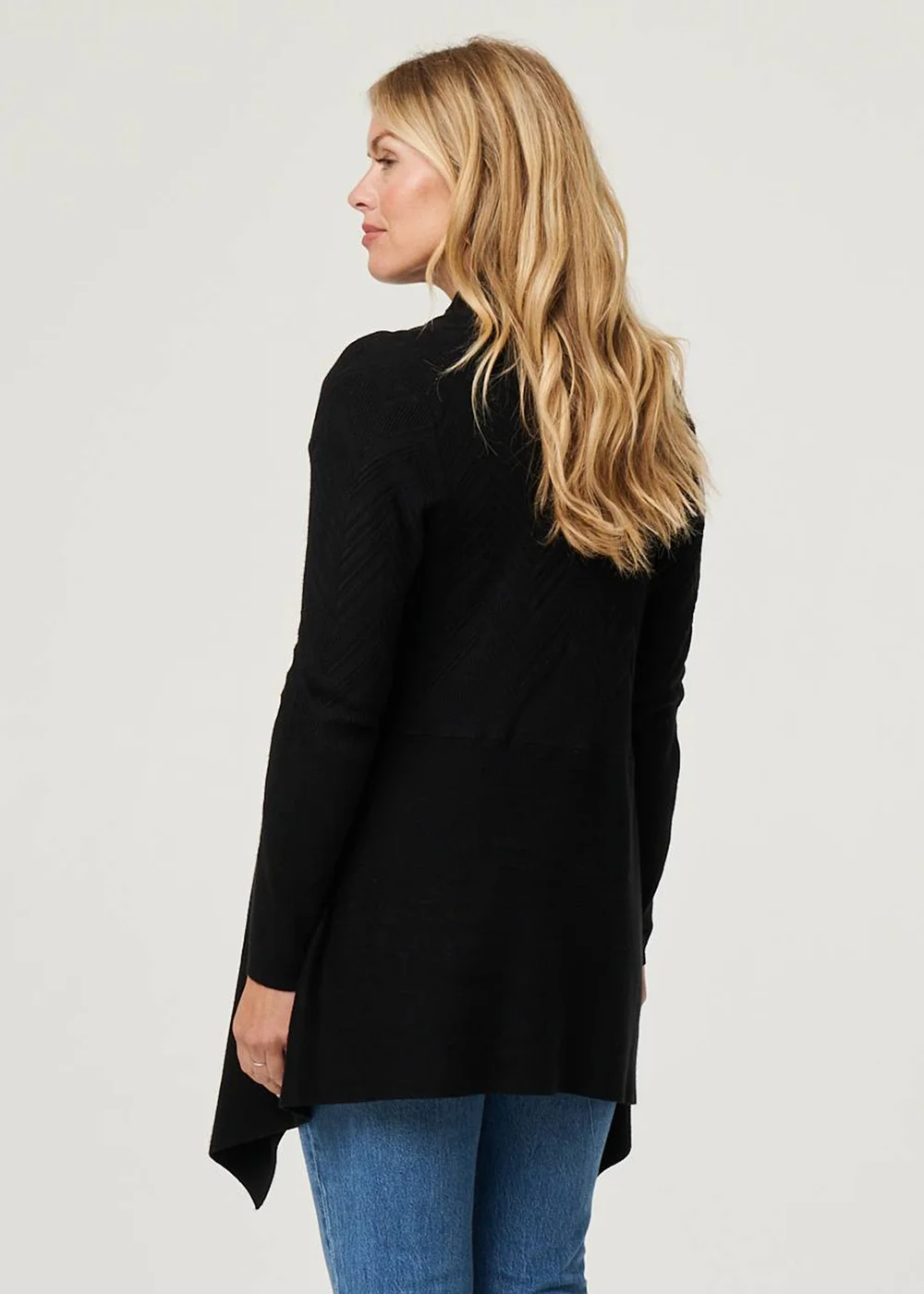 Izabel London Black Longline Curve Hem Open Front Cardigan - 8 Image 2