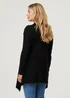 Izabel London Black Longline Curve Hem Open Front Cardigan - 8 Image 2