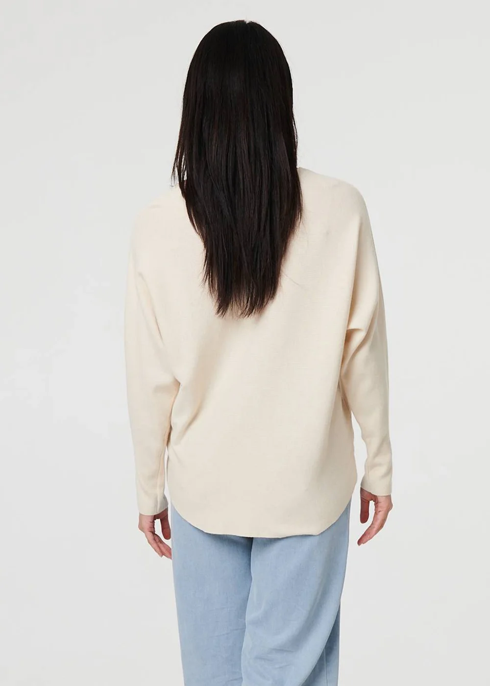 Izabel London Beige Heart Print Batwing Sleeve Jumper - S/M Image 2