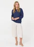 Izabel London Navy Relaxed Long Sleeve Drop Shoulder Jumper - M/L Image 4